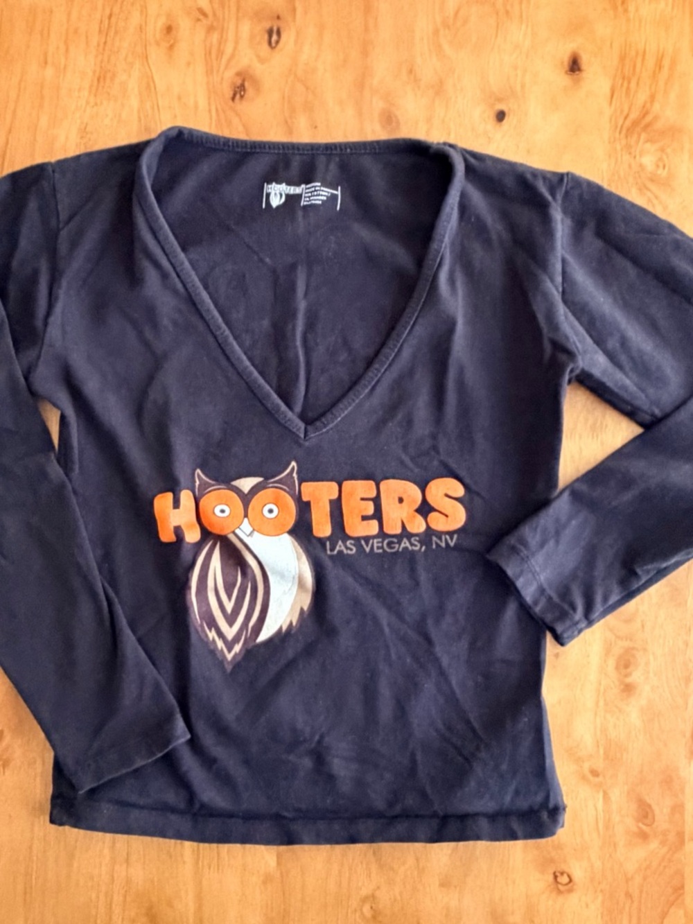 Hooters Black Tee with Light Blue Logo Print